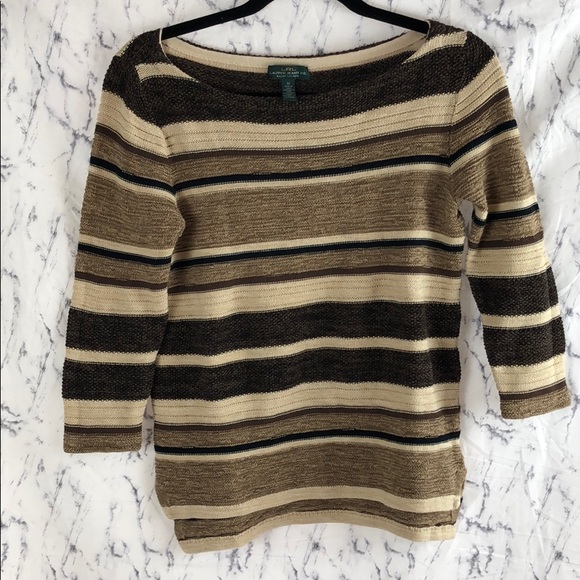 Ralph Lauren Sweaters - Ralph Lauren Brown Stripe Oatmeal Color Sweater
